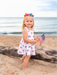 Load image into Gallery viewer, 4th of July Flag Print Bamboo Peplum Top & Bike Shorts