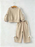 Load image into Gallery viewer, Girls Pink Bow Trim Sweatshirt and Pants Set