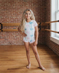 Load image into Gallery viewer, Pink and Blue Bow Shortie Leotard