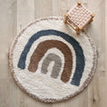 Load image into Gallery viewer, BOHEMIAN RAINBOW BLUE round children's rug with rainbow pattern