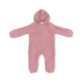Load image into Gallery viewer, Chenille - Rose Hooded Romper with Striped Texture
