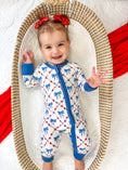 Load image into Gallery viewer, Red White & Bows Bamboo Zippy Pajamas