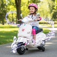 Load image into Gallery viewer, 12V Kids Electric Motorcycle Licensed VESPA with Music and Training Wheels