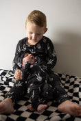 Load image into Gallery viewer, Bamboo Zip Pajamas | Midnight Skelly