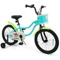 Load image into Gallery viewer, 12/14/16 Inch Kids Bike with Training Wheels and Basket Green Color