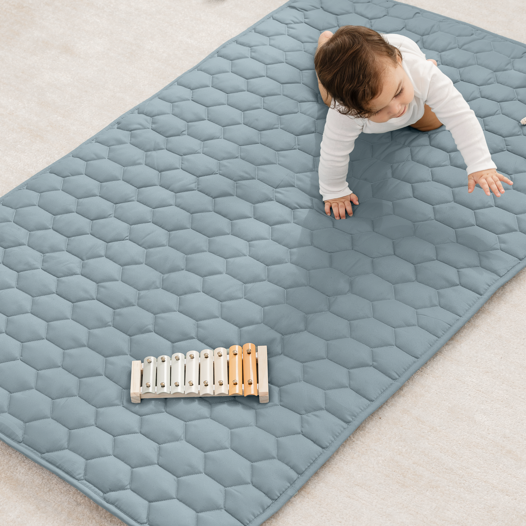 Play Mat with Non-Slip Bottom in Pacific Blue