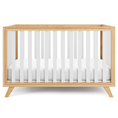 Load image into Gallery viewer, Baby Crib for 0 to 3 Years - White Bars and Natural Wood Frame and Legs