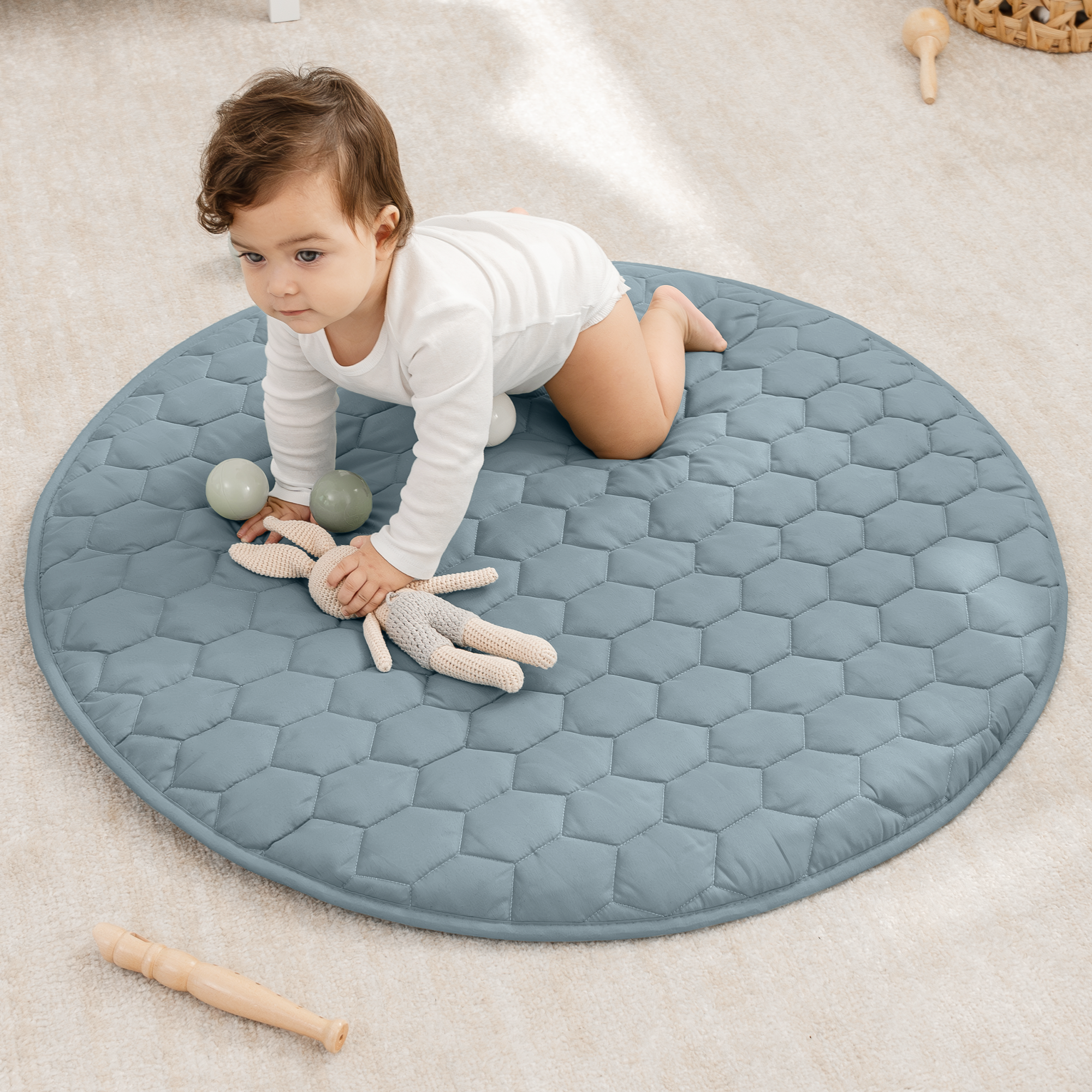 Play Mat with Non-Slip Bottom in Pacific Blue