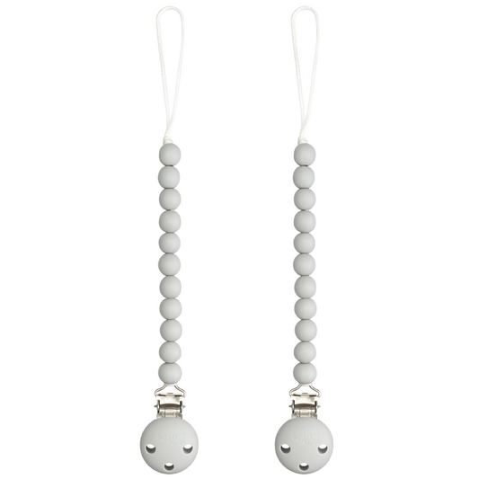 Pacifier Clips in Grey, 2 Pack
