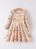 Load image into Gallery viewer, Fall Thanksgiving Pumpkin Leaf Print Dress