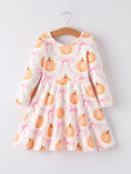 Load image into Gallery viewer, Fall Halloween & Thanksgiving Pumpkin Bow Print Long Sleeve Dress