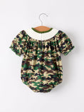 Load image into Gallery viewer, Camouflage Duck Smocking Embroidery Girls Romper