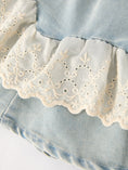 Load image into Gallery viewer, Summer Light Color Denim Lace Girls Set