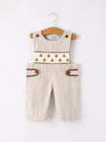 Load image into Gallery viewer, Fall Halloween & Thanksgiving Pumpkin Smock Embroidered Boys Romper
