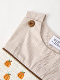 Load image into Gallery viewer, Fall Halloween & Thanksgiving Pumpkin Smock Embroidered Boys Romper