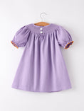 Load image into Gallery viewer, Purple Halloween Smock Embroidery Baby Girl Dress
