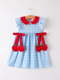 Load image into Gallery viewer, Back To School Girls Striped lapels Apple Bow Dress