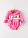 Load image into Gallery viewer, Fall Thanksgiving& Halloween "GOBBLE" Smock Embroidery Baby Girl Romper