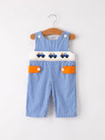 Load image into Gallery viewer, Fall Thanksgiving & Halloween Truck Smock Embroidery Baby Boy Romper