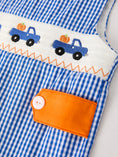 Load image into Gallery viewer, Fall Thanksgiving & Halloween Truck Smock Embroidery Baby Boy Romper