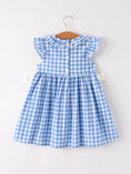 Load image into Gallery viewer, Fall Thanksgiving& Halloween Blue Pumpkin Smock Embroidery Baby Girl Dress