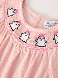 Load image into Gallery viewer, Autumn Halloween Light Pink Ghost Embroidery Smock Floral Girls Romper