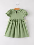 Load image into Gallery viewer, Fall Thanksgiving Chicken Smock Embroidered Green Baby Girl Dress