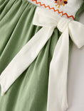 Load image into Gallery viewer, Fall Thanksgiving Chicken Smock Embroidered Green Baby Girl Dress
