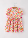 Load image into Gallery viewer, Autumn Thanksgiving Pumpkin Embroidery Smock Floral Girls Dress