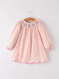 Load image into Gallery viewer, Autumn Halloween Light Pink Ghost Embroidery Smock Girl Dress