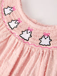 Load image into Gallery viewer, Autumn Halloween Light Pink Ghost Embroidery Smock Girl Dress