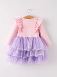 Load image into Gallery viewer, Autumn Thanksgiving Tulle Pink Purple Girls Long Sleeve Dress