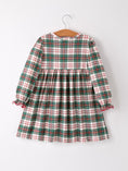 Load image into Gallery viewer, Christmas Embroidery Smocking Bow Plaid Girls Dress