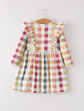 Load image into Gallery viewer, Fall Thanksgiving Plaid Long Sleeve Girls Dress