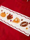 Load image into Gallery viewer, Fall Turkey Embroidered Boy Set – Orange Checkered with Thanksgiving Details