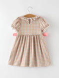 Load image into Gallery viewer, Christmas Vintage-Style Plaid Dress with Embroidered Gingerbread and Bows