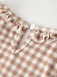 Load image into Gallery viewer, Christmas Vintage-Style Plaid Dress with Embroidered Gingerbread and Bows