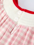 Load image into Gallery viewer, Pink Gingham Christmas Girls Dress: Santa Embroidery with Red Satin Ribbon