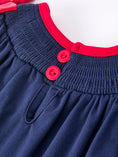 Load image into Gallery viewer, Christmas Holiday Celebration Baby Girls Romper: Navy with Santa Sleigh
