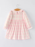 Load image into Gallery viewer, Pink Plaid Ruffle Ballet Shoe Embroidery Long Sleeve Dress