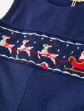Load image into Gallery viewer, Christmas Holiday Celebration Baby Boys Romper: Navy with Santa Sleigh
