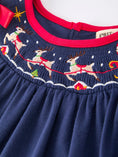 Load image into Gallery viewer, Christmas Holiday Celebration Dress: Navy with Santa Sleigh