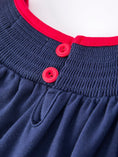 Load image into Gallery viewer, Christmas Holiday Celebration Dress: Navy with Santa Sleigh