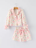 Load image into Gallery viewer, Thanksgiving Pink Pumpkin Floral Print Pajama Set