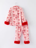 Load image into Gallery viewer, Bow Girls Pajama Set with Furry Trim