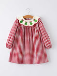 Load image into Gallery viewer, Christmas Embroidered Christmas Tree Plaid Girls Dress