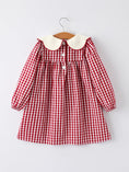 Load image into Gallery viewer, Christmas Embroidered Christmas Tree Plaid Girls Dress