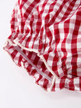 Load image into Gallery viewer, Christmas Tree Embroidery Red Gingham Long Sleeve Baby Girl Bloomers Set
