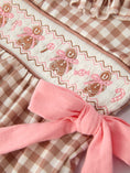 Load image into Gallery viewer, Christmas Vintage-Style Plaid Embroidered Gingerbread and Bows Girls Romper