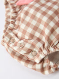 Load image into Gallery viewer, Christmas Vintage-Style Plaid Embroidered Gingerbread and Bows Girls Romper